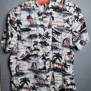 Boulder Creek Trading Co Shirt 5 XL Tall Big Mens American Flag Palm Tree Boats